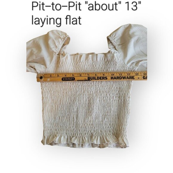 Cozy Cottagecore Gingham Off‑Shoulder Crop Blouse — Superdown XS - Picture 6 of 8